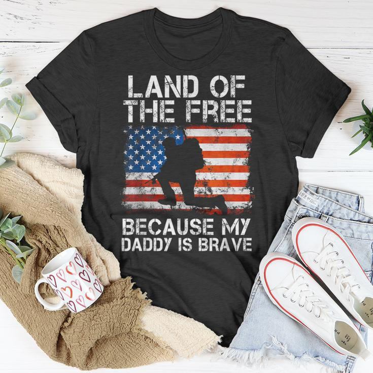 Land Of The Free Because My Daddy Is Brave Military Child T-Shirt Unique Gifts
