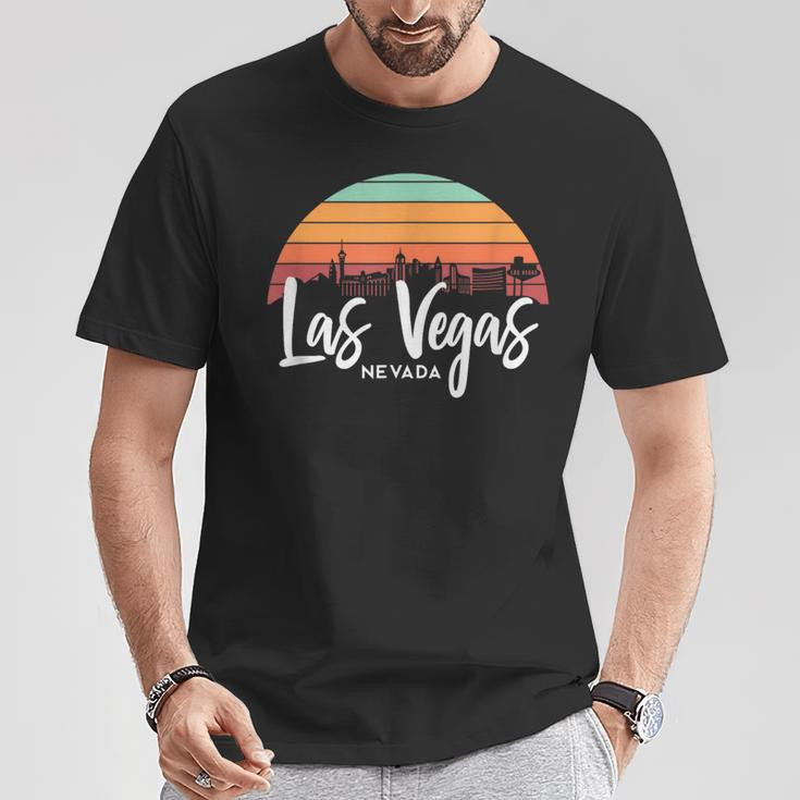 Las Vegas Nevada Sunset Vintage Retro Skyline T-Shirt Lustige Geschenke