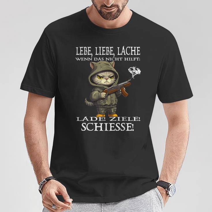 Lebe Liebe Lache Wenn Das Nicht Hilft Lade Ziele Saying T-Shirt Lustige Geschenke