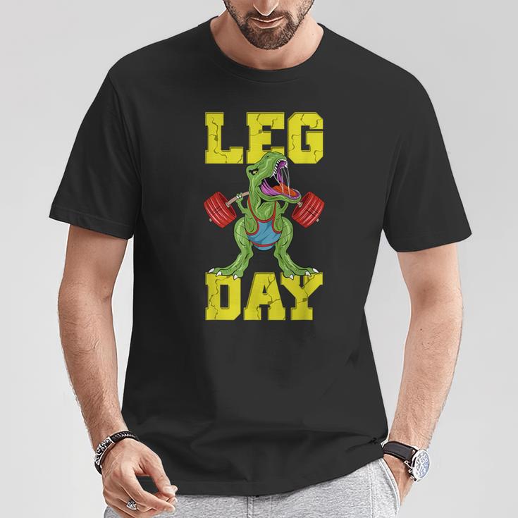 Leg Day Dinosaur Weight Lifter Barbell Training Squat T-Shirt Unique Gifts