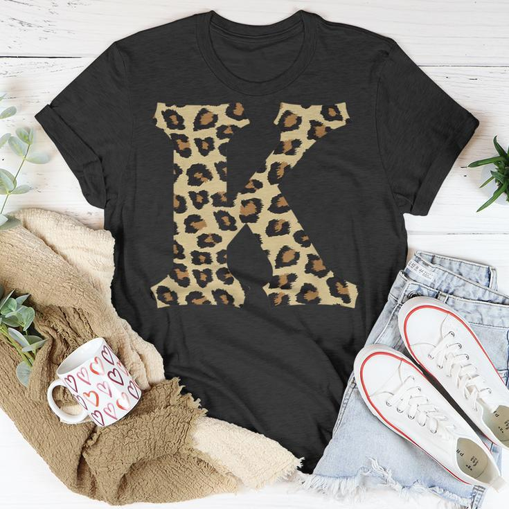Leopard Cheetah Print Letter K Initial Rustic Monogram T-Shirt Unique Gifts