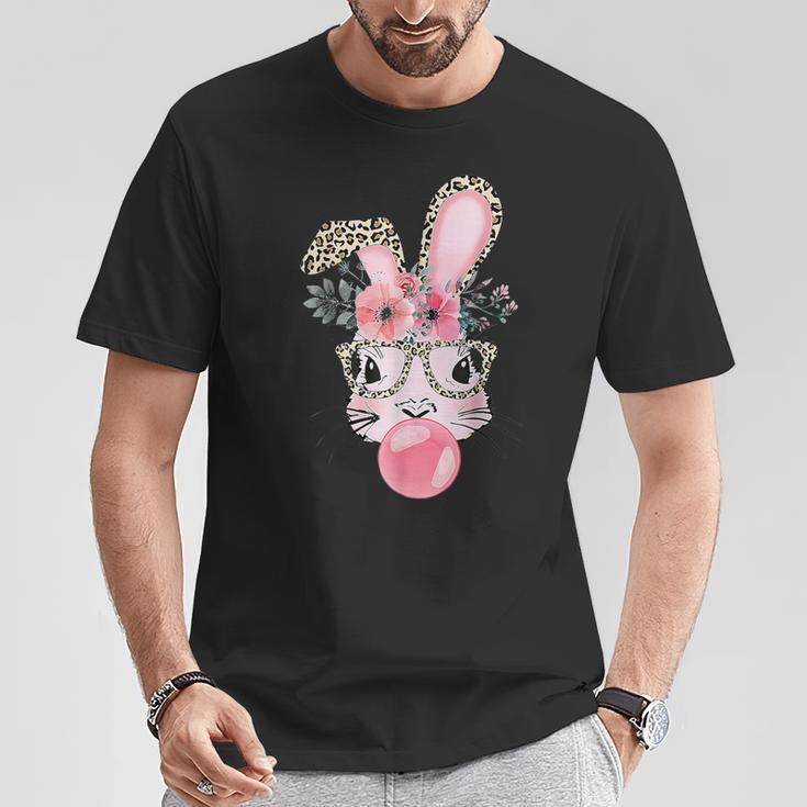 Leopard Print Rabbit Bunny Blowing Bubble Gum Easter Day T-Shirt Unique Gifts