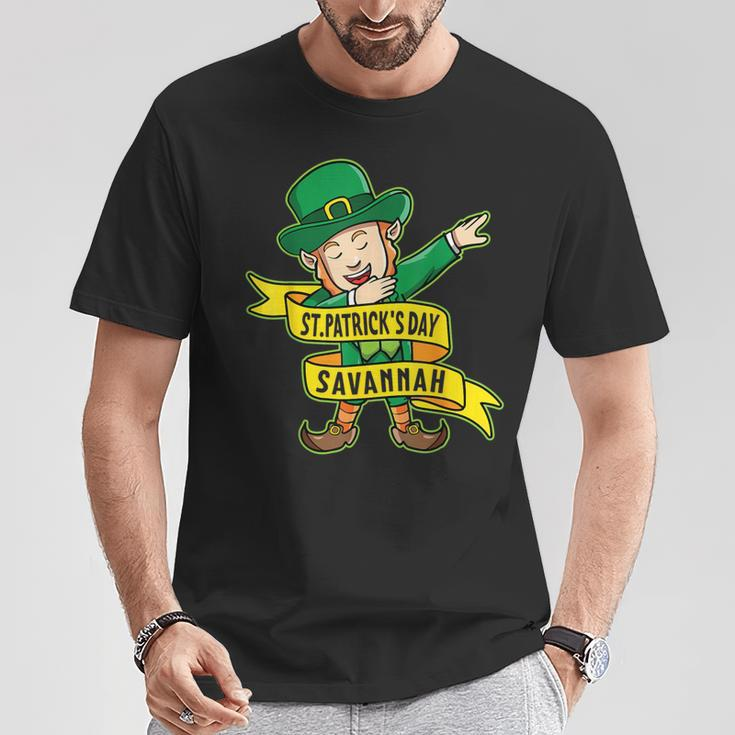 Leprechaun Dabbing Happy Saint Patrick's Day In Savannah T-Shirt Personalized Gifts