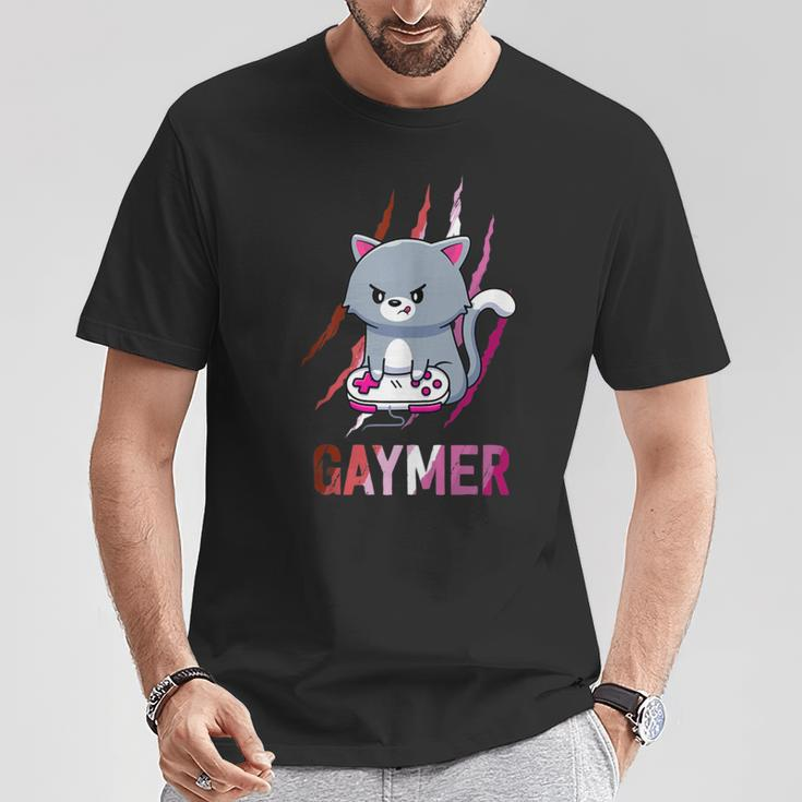 Lesbian Gaymer Geek Pride Lgbt Video Game Lovers Cat T-Shirt Unique Gifts