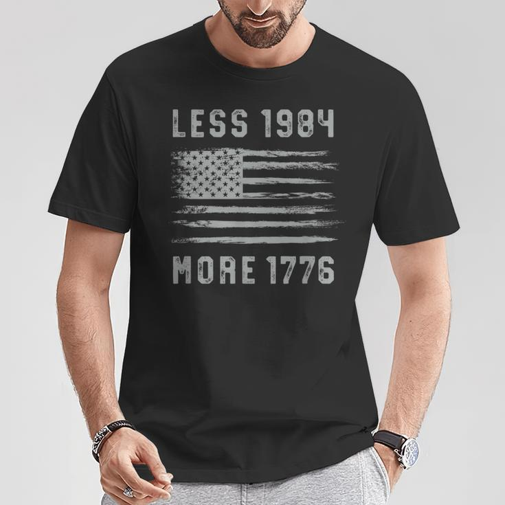 Less 1984 More 1776 Grunge Flag Free Speech First Amendment T-Shirt Funny Gifts
