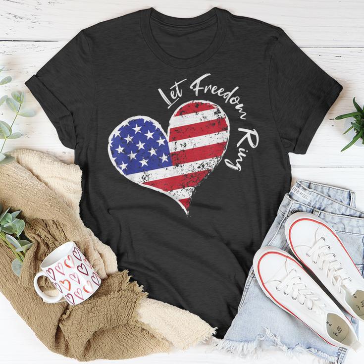 Let Freedom Ring Heart 4Th Of July Patriotic Usa Flag Stars T-Shirt Unique Gifts