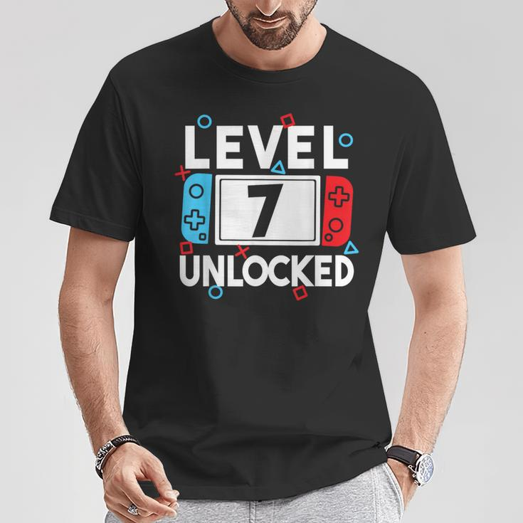 Level 7 Unlocked Gamer 7Th Birthday Video Game Boys T-Shirt Funny Gifts