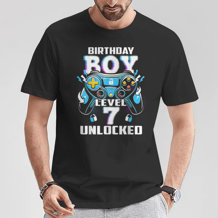 Level 7 Unlocked Video Game 7Th Birthday Gamer Boys T-Shirt Unique Gifts