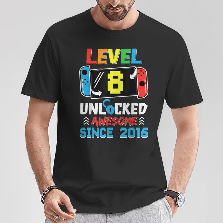 Level 8 Unlocked Awesome Since 2016 Video Game Birthday T-Shirt Unique Gifts