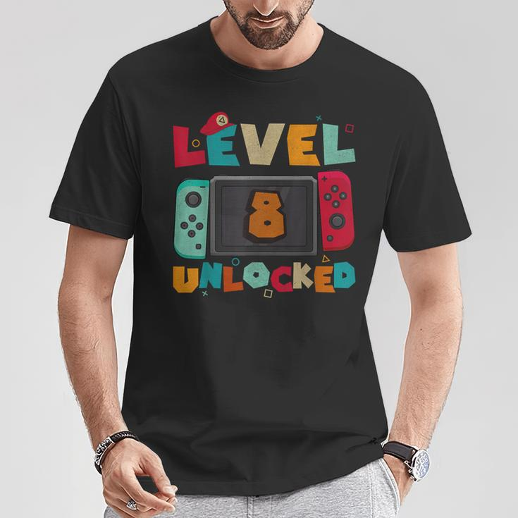 Level 8 Unlocked Gaming Birthday Boys Kid 8Th Birthday Gamer T-Shirt Funny Gifts