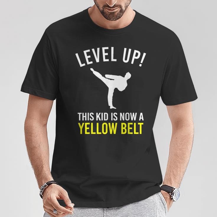 Level Up This Kid Is Now A Yellow Belt Karate Award T-Shirt Unique Gifts