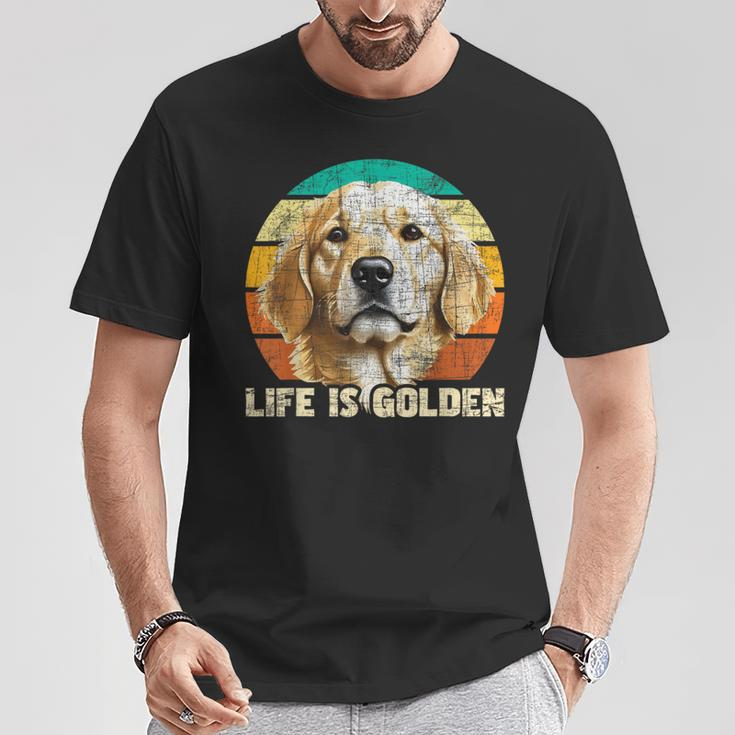 Life Is Golden Retro Vintage Dog Owner Canine Lover T-Shirt Unique Gifts