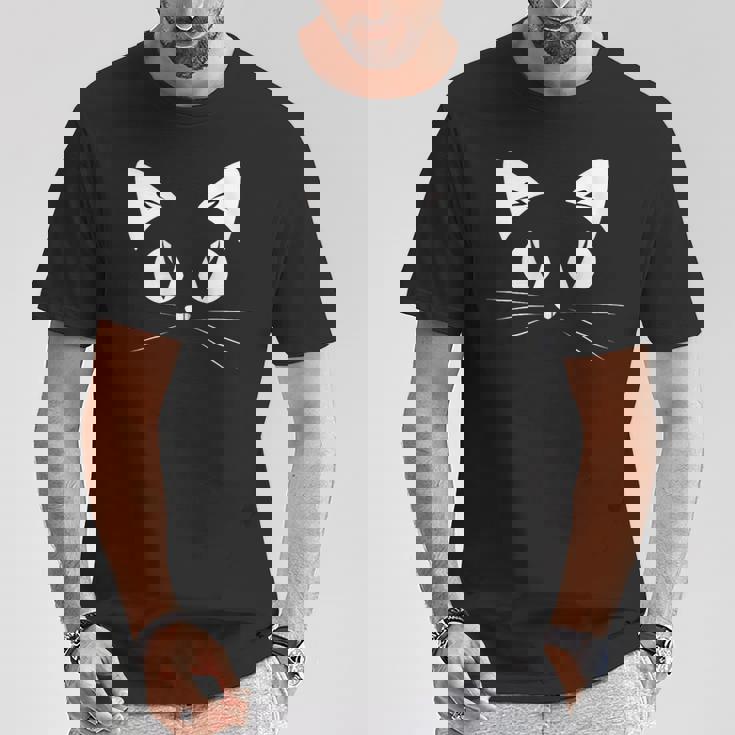 Linda Cara Amante De Los Gatos Gatos Cara Bigotes Amantes De Los Gatitos Camiseta unisex Regalos divertidos