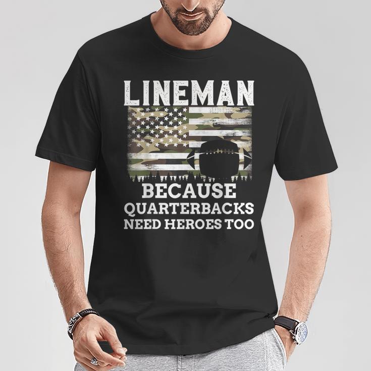 Lineman Football Patriotic American Flag Camouflage T-Shirt Unique Gifts