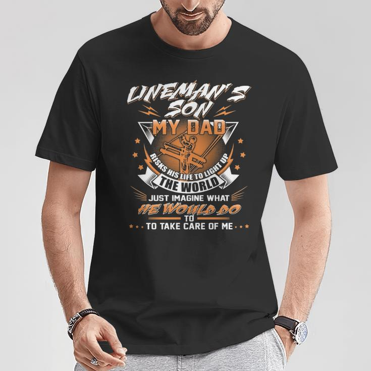 Lineman's Son Proud Lineman Fathers Day T-Shirt Unique Gifts