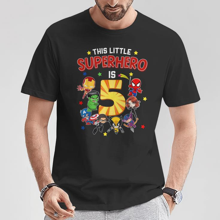 This Little Superhero Is 5 Birthday Superhero 5 Year Old Boy T-Shirt Unique Gifts