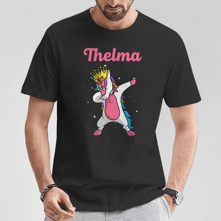 Thelma Name Personalized Birthday Dabbing Unicorn Queen T-Shirt Unique Gifts