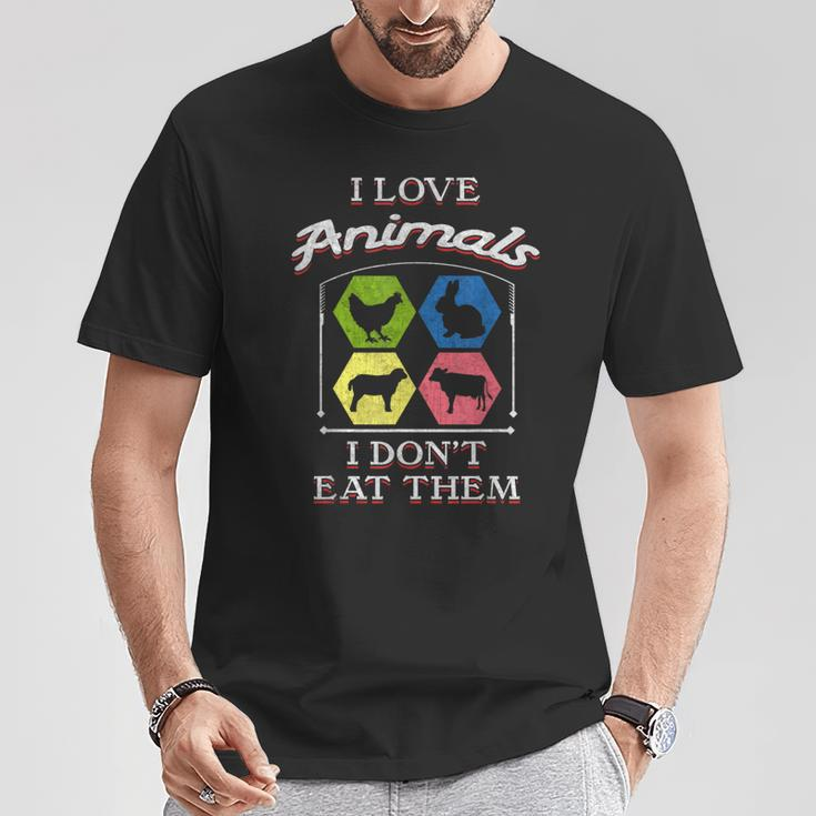 I Love Animals I Don't Eat Them Vegan T-Shirt Unique Gifts