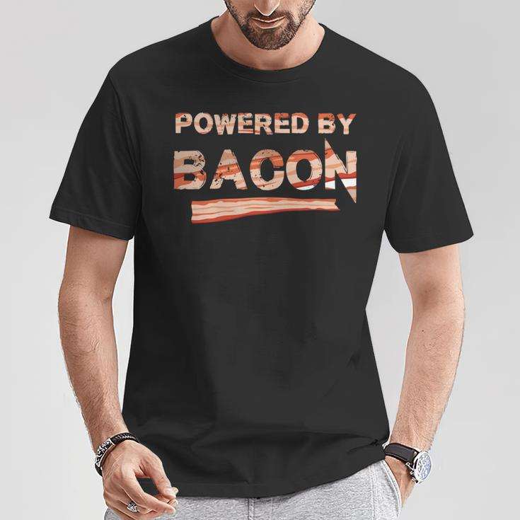 Love Bacon Powered By Bacon Idea Fun T-Shirt Unique Gifts
