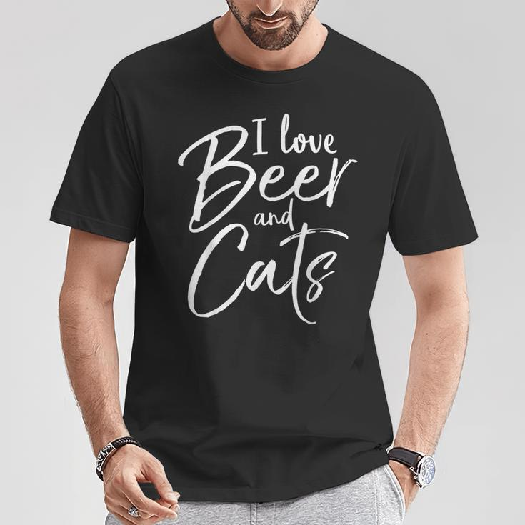 I Love Beer And Cats Alcohol & Kitten T-Shirt Unique Gifts