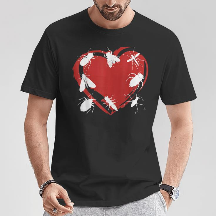 I Love Bugs Insects Creatures Flies Beetles Heart T-Shirt Unique Gifts