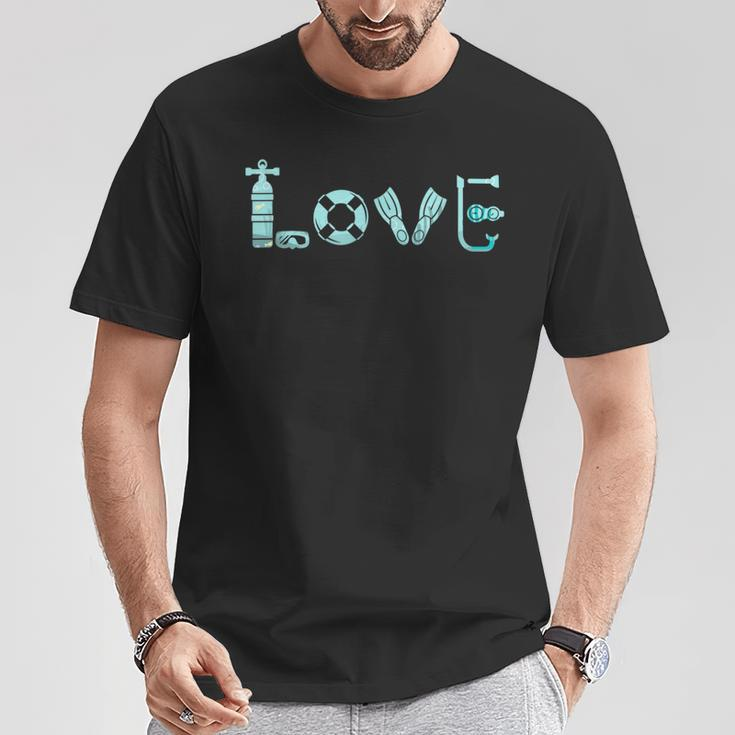 Love Love Diving Scuba Diving Freitdiving Apnoea Sea T-Shirt Lustige Geschenke