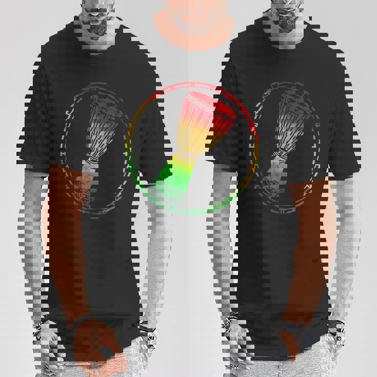 Love Djembe Drum A Rasta Flag Graphic For African Drumming T-Shirt Unique Gifts