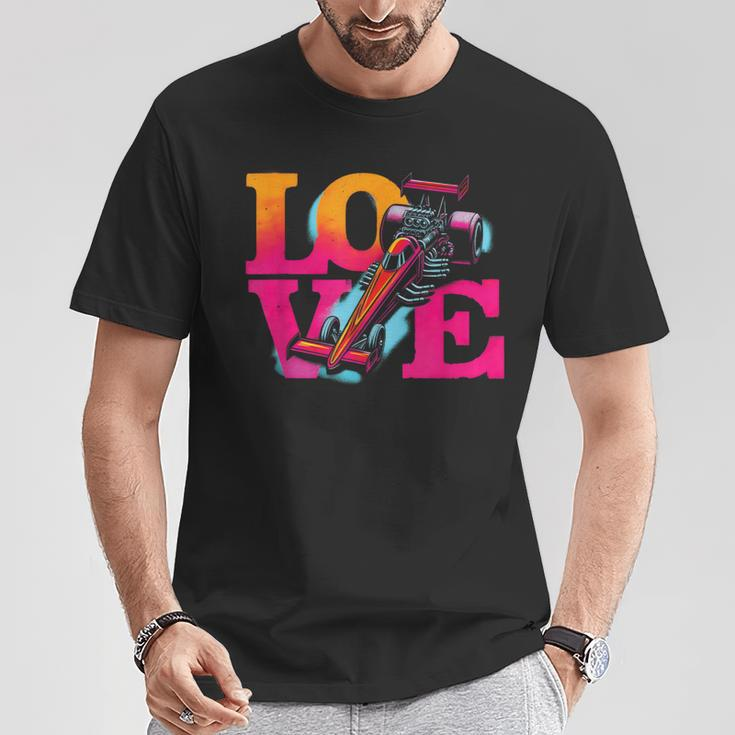 Love Drag Racing Vintage Colorful Drag Racing Cars Lover T-Shirt Unique Gifts