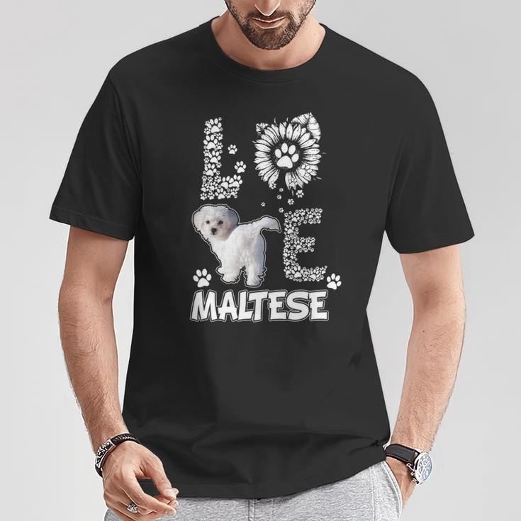 Love Maltese Dog Paw Sunflower Lover Costume T-Shirt Unique Gifts