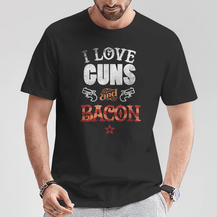 I Love Guns And Bacon Gun Lover Freedom Usa T-Shirt Unique Gifts