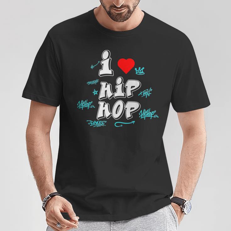 I Love Hip Hop Herz Rap Und Hip Hop Fan T-Shirt Lustige Geschenke