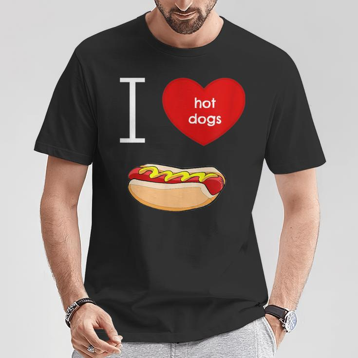 I Love Hot Dogs I Heart Hot Dog Sausage Lover'sT-Shirt Unique Gifts