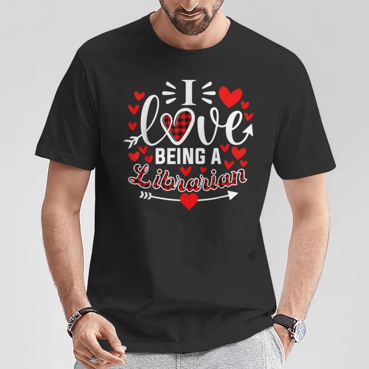 I Love Being A Librarian Heart Valentine's Day T-Shirt Unique Gifts