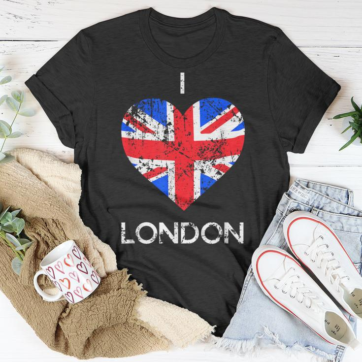 I Love London Distressed Union Jack Heart T-Shirt Unique Gifts