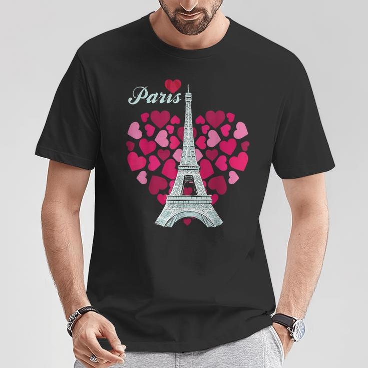 Love Paris Heart Eiffel Tower Souvenir France French Love T-Shirt Funny Gifts