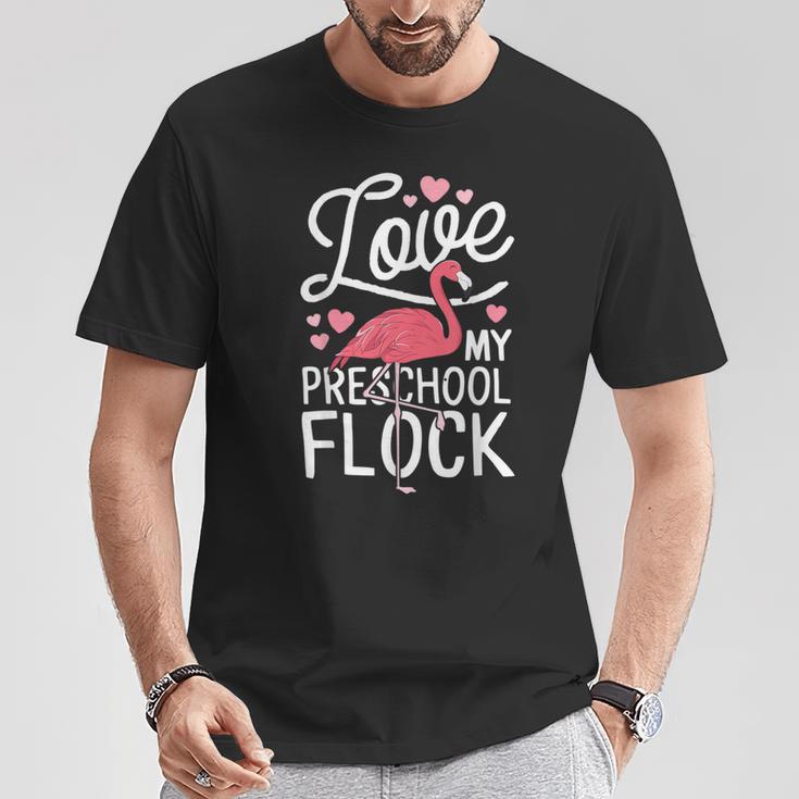 Love My Preschool Flock Flamingo Teacher Pre-K Gang T-Shirt Unique Gifts