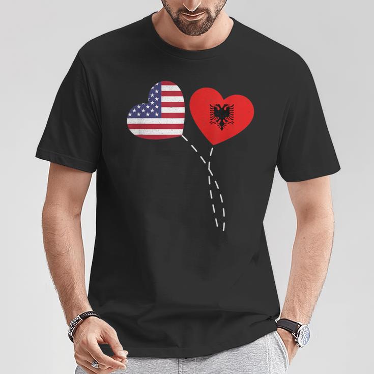 Loving Albania Usa Flag Heart Albanian Americans Love T-Shirt Unique Gifts