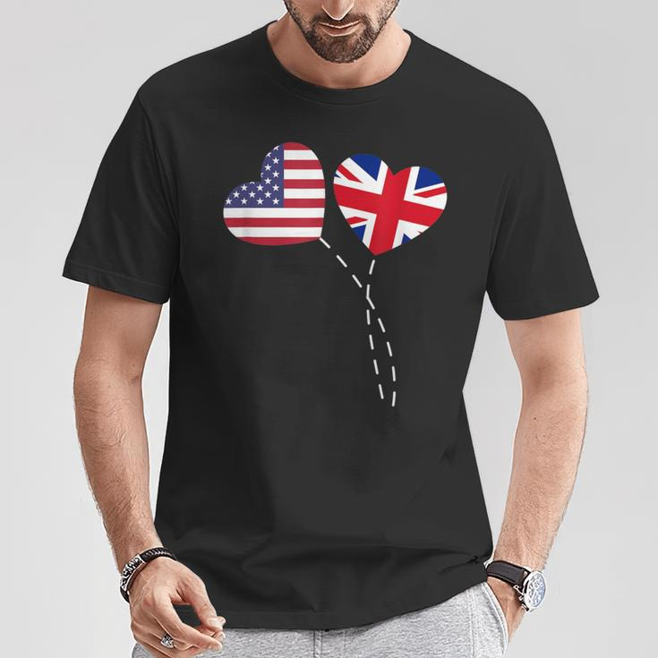 Loving Usa United Kingdom Flag Heart British Americans Love T-Shirt Unique Gifts