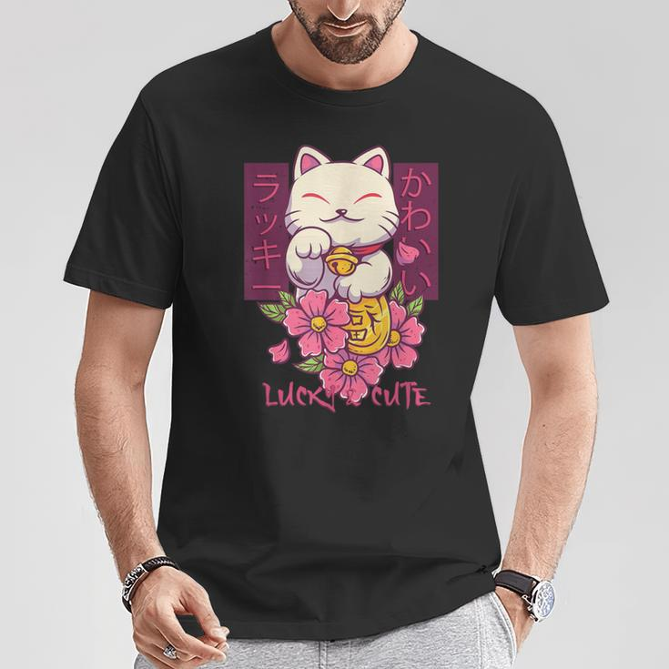 Lucky And Cute Japanese Lucky Cat Maneki Neko Good Luck Cat T-Shirt Personalized Gifts