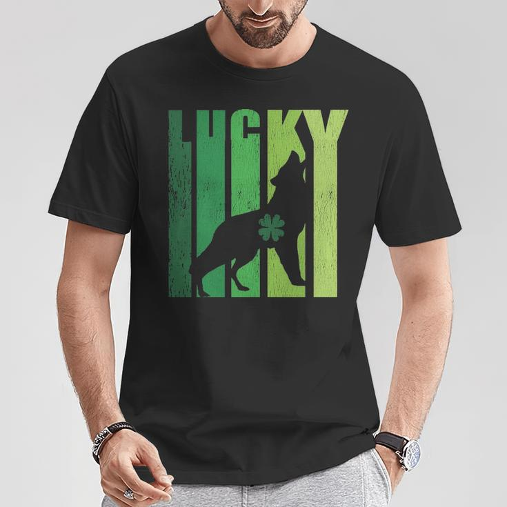 Lucky Wolf Lovers Shamrock Irish St Patricks Day T-Shirt Unique Gifts