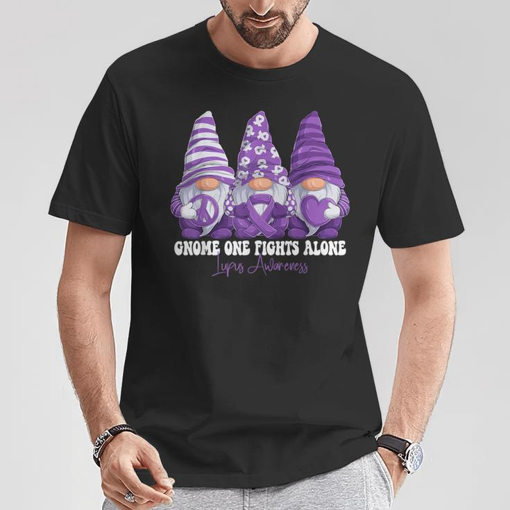 Lupus Awareness Month Purple Ribbon Gnomies Support T-Shirt Personalized Gifts