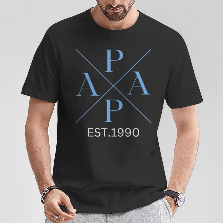 Lustiger Papa Est 1990 Papa Seit 1990 Papa Geburtsjahr 1990 T-Shirt Lustige Geschenke