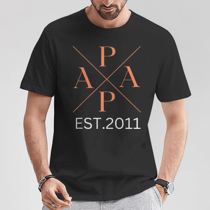 Lustiger Papa Est 2011 Papa Seit 2011 Papa 2011 T-Shirt Lustige Geschenke