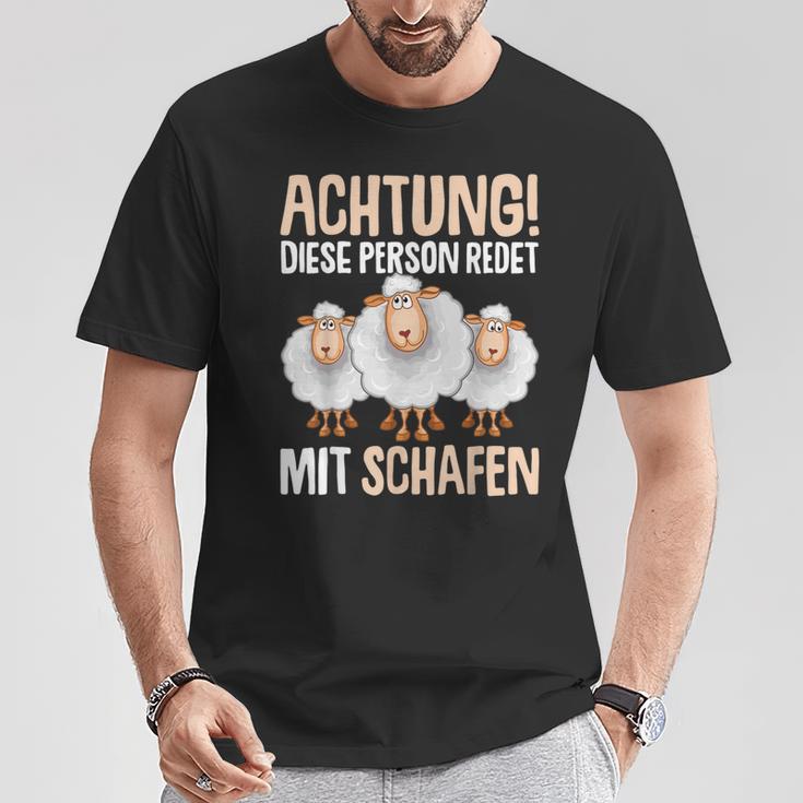 Lustiges Schäfer T-Shirt Achtung, Rede mit Schafen, Schäferhumor Tee Lustige Geschenke