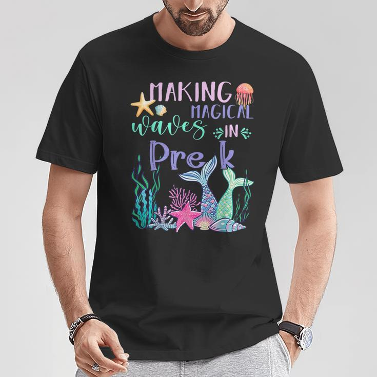 Making Magical Waves In Pre-K Mermaid Back To School T-Shirt Personalized Gifts