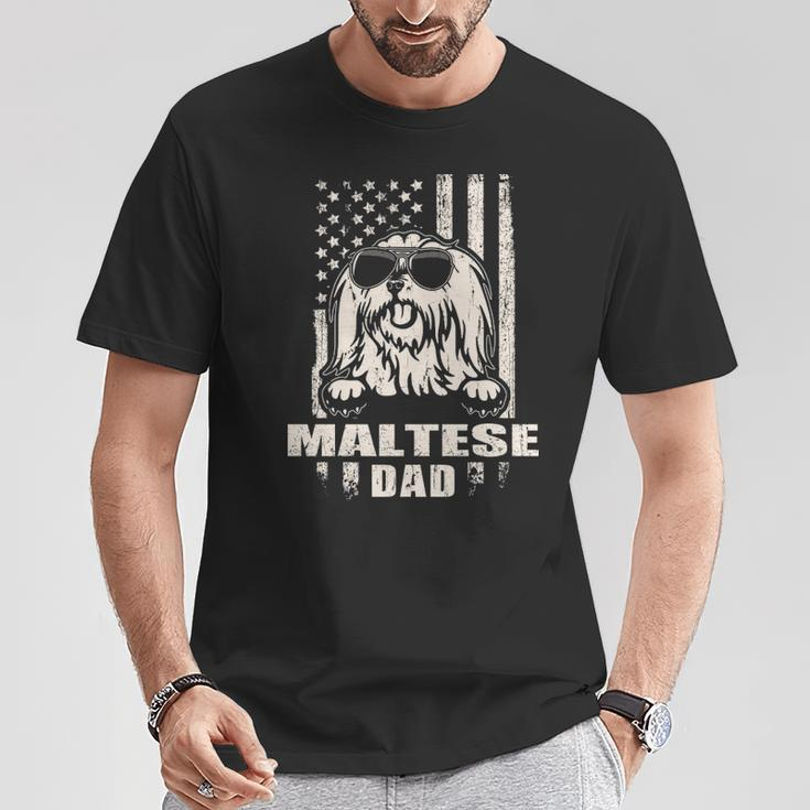 Maltese Dad Cool Vintage Retro Proud American T-Shirt Unique Gifts