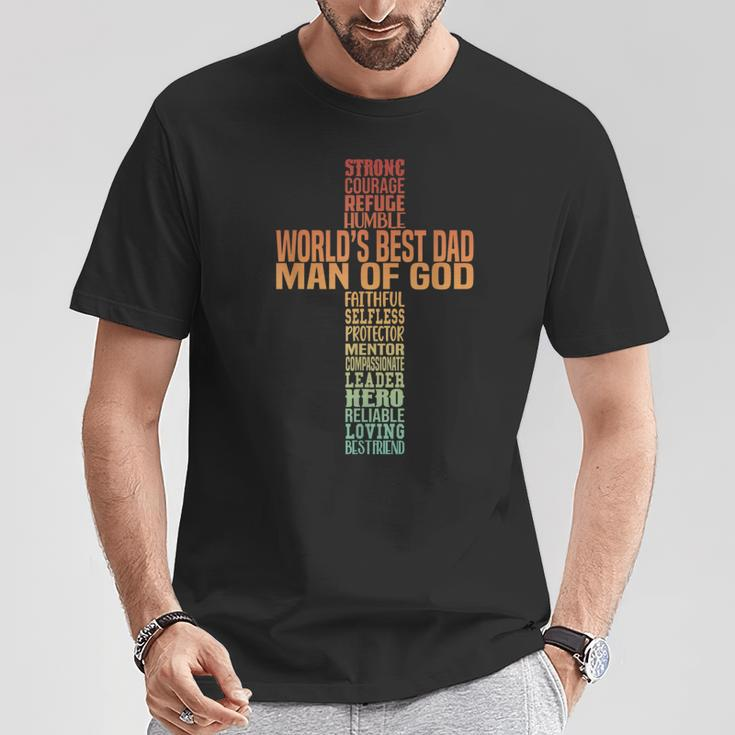Man Of God Christian Cross Fathers Day Jesus Dad Bible Verse T-Shirt Unique Gifts
