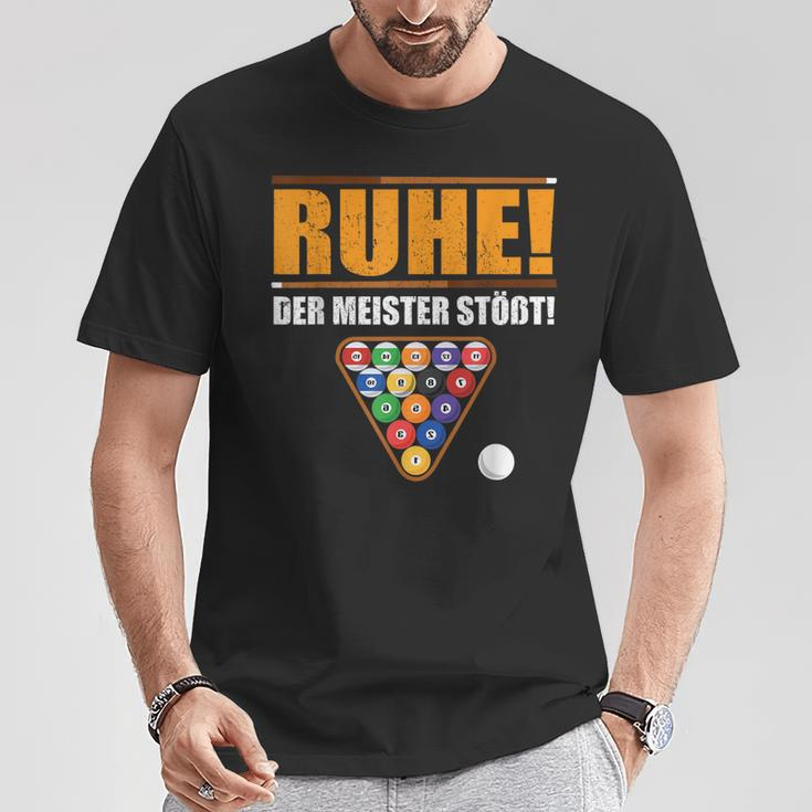 Männer Ruhe Der Meister Stößt Billiard Slogan German Language T-Shirt Lustige Geschenke