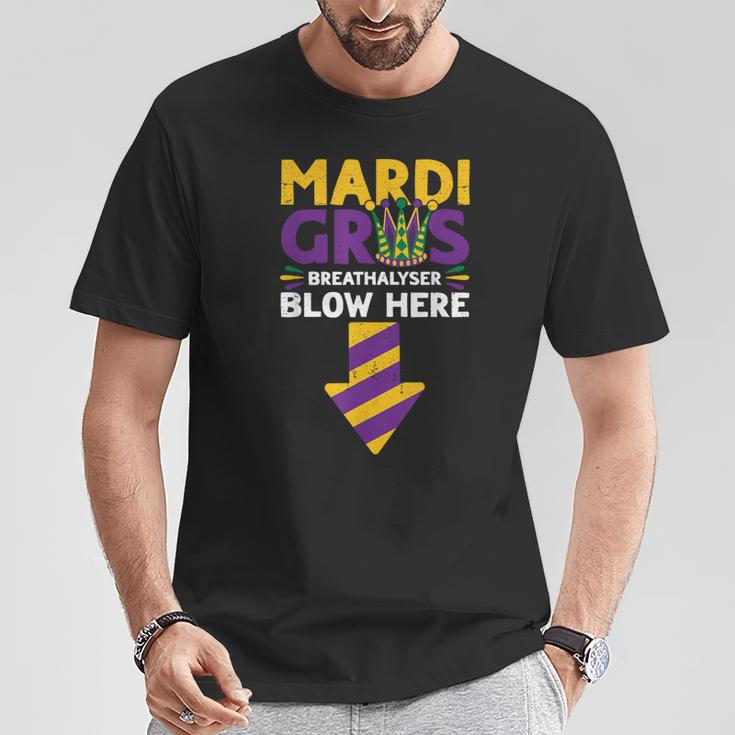 Mardi Gras Breathalyser Blow Here Adult Mardi Gras Men T-Shirt Unique Gifts