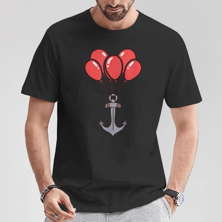 Maritim Anker Luftballons Geburtstag Grüße Seemann Ahoi T-Shirt Lustige Geschenke